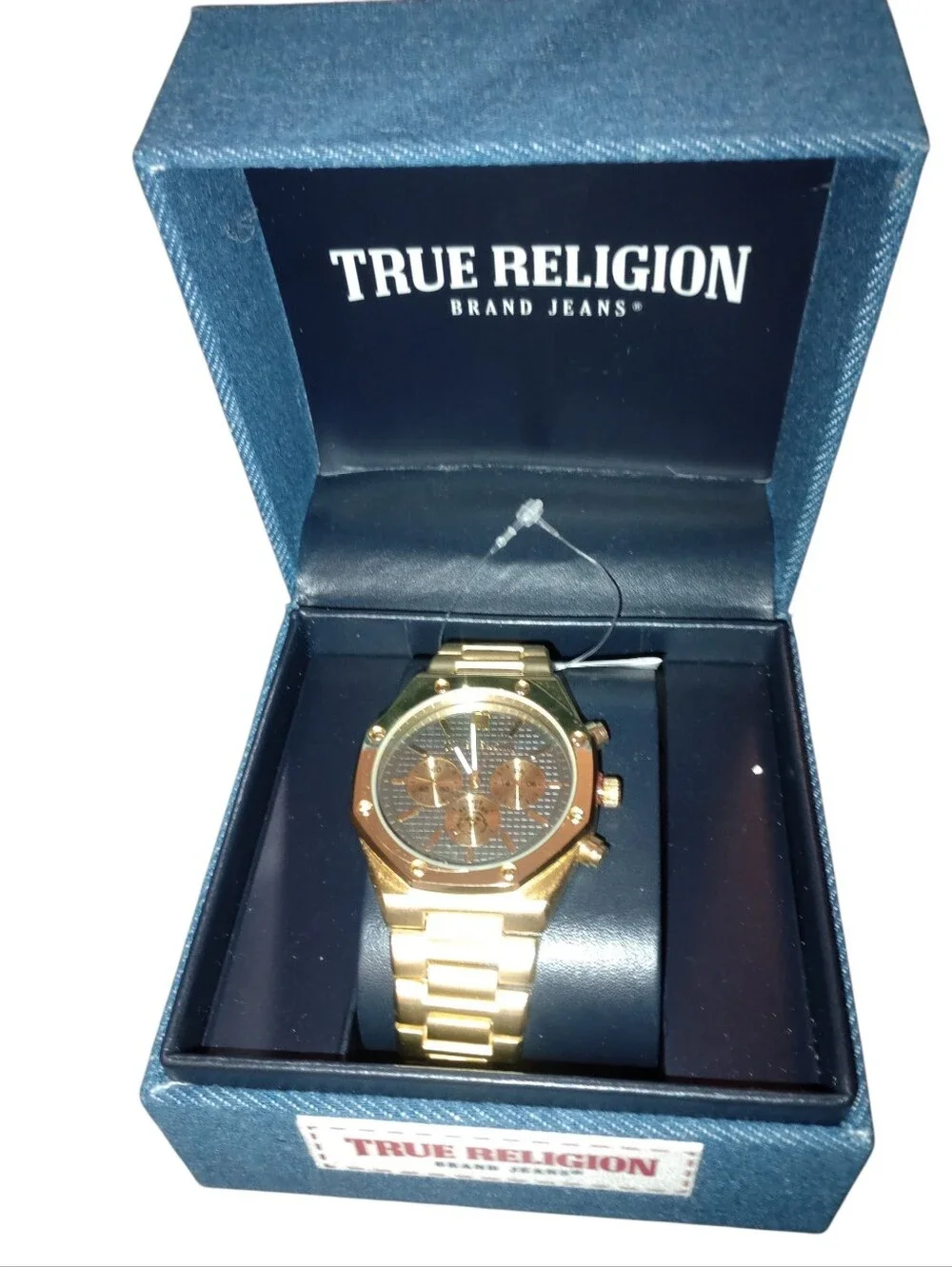 True Religion Gold and Black Men's Chronograph Watch, Gift Boxed, NWT